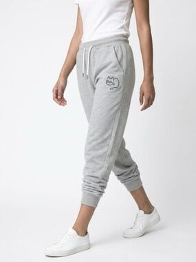 Grey Cat Embroidered Jogger Sweatpants - small